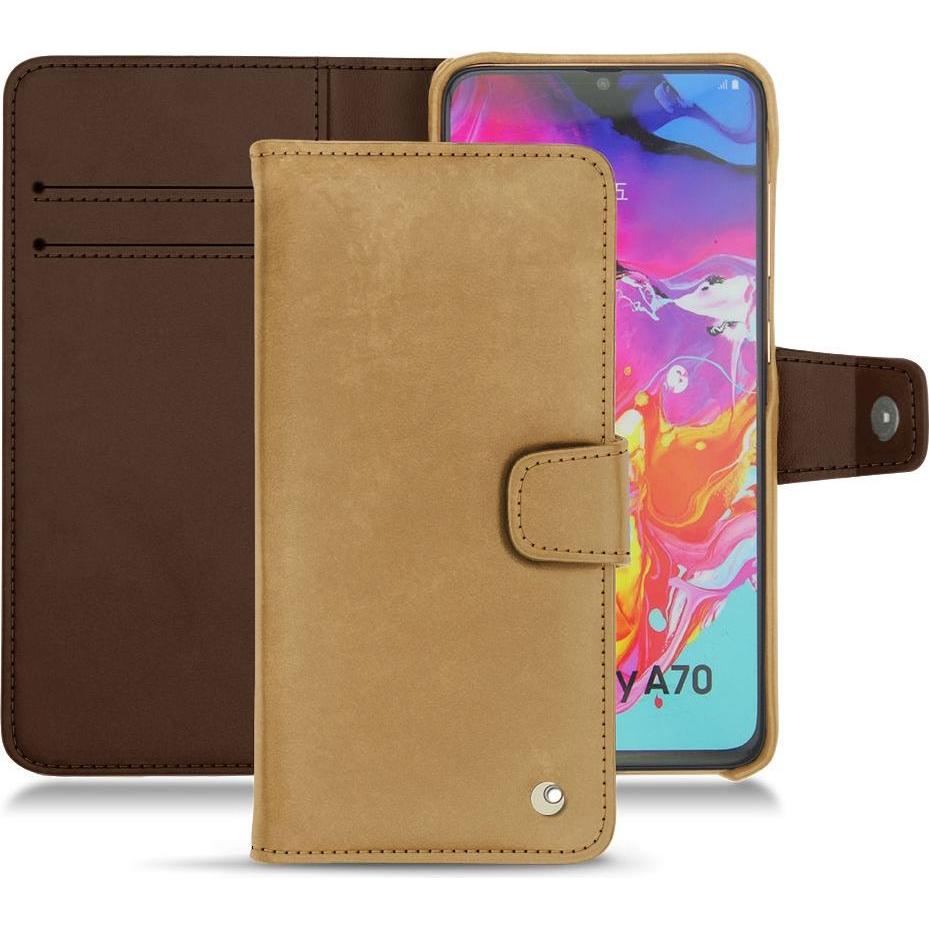 Noreve Lederschutzhülle Wallet (Samsung Galaxy A70), Smartphone Hülle, Braun