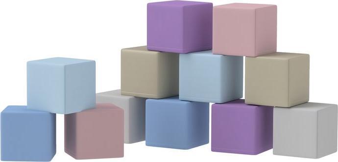 Swisshandel24 Softbausteine, 12 Würfel á 20 x 20 x 20 cm, pflegeleicht, kindersicher, für 1-3 Jahre, Kunstleder