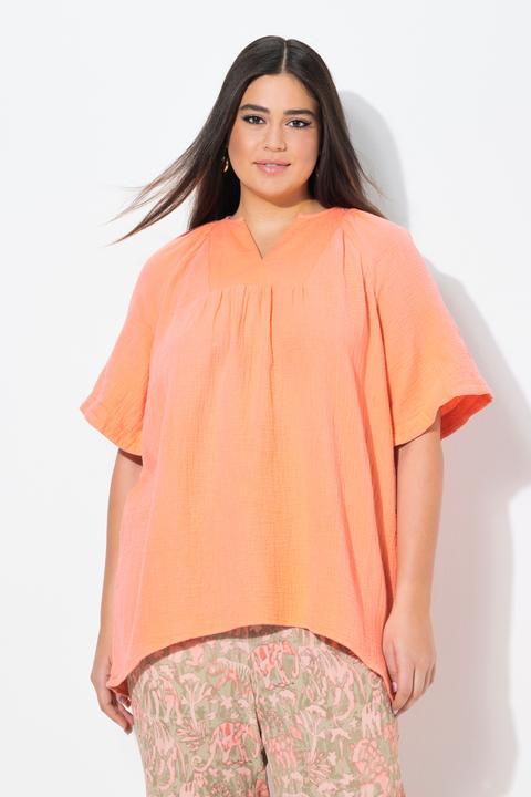 Produktbild Ulla Popken Musselin-Bluse, A-Linie, Tunika-Ausschnitt, Halbarm (46, 48)