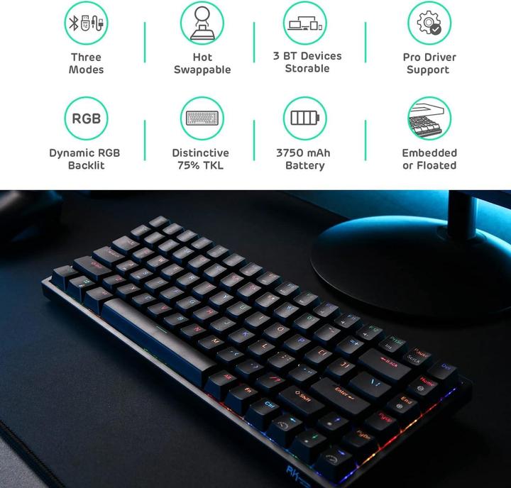 Produktbild Royal Kludge RK84 (US, Kabelgebunden, Kabellos)