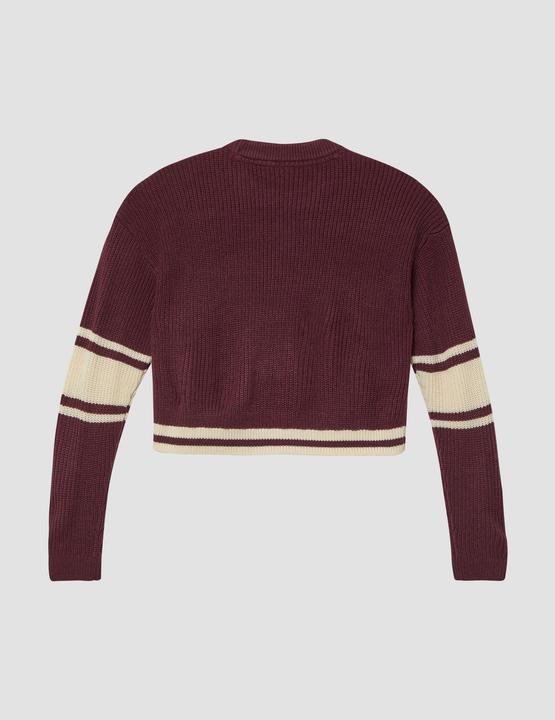 Produktbild s.Oliver Strickpullover Cropped Oversize-Pullover mit Schriftzug (170, 176)