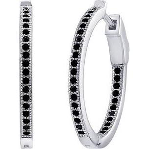 Silvego, Ohrringe, MILLA 22mm Silver Hoop Earrings with Black Brilliance Zirconia JJJE0106EBCK