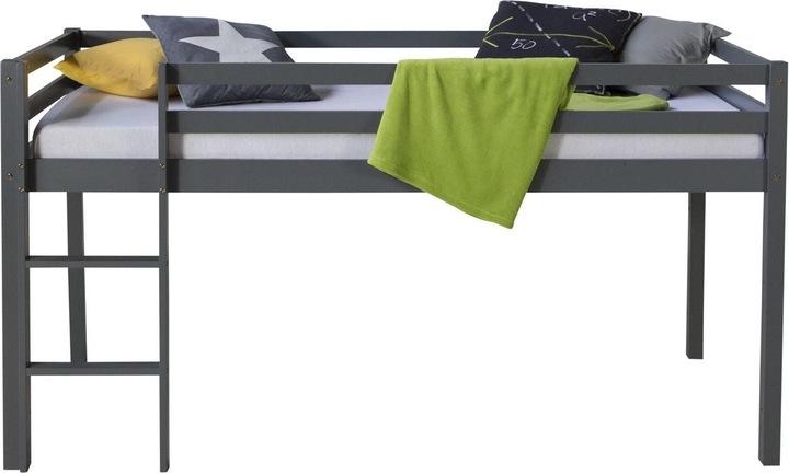 Image du produit Homestyle4u Lit surélevé Lit de jeu Lit d'enfant avec sommier à lattes, matelas, échelle et toboggan (90 x 200 cm)