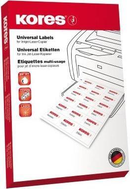 Actual product image Kores Universal labels, 105 x 37 mm, yellow, 100 sheets without edge