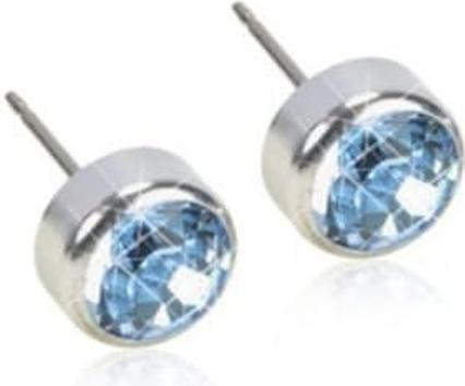 Blomdahl Hypoallergenic Silver Titanium Bezel Alexandrite Crystal Stud Earrings (Silber, Titan)