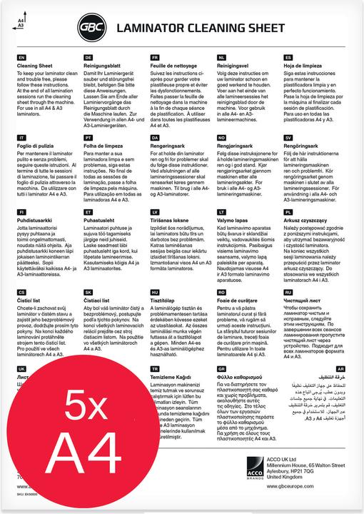 Immagine prodotto GBC Pulizia del cartone (A4, 5 pz., 80 µm)