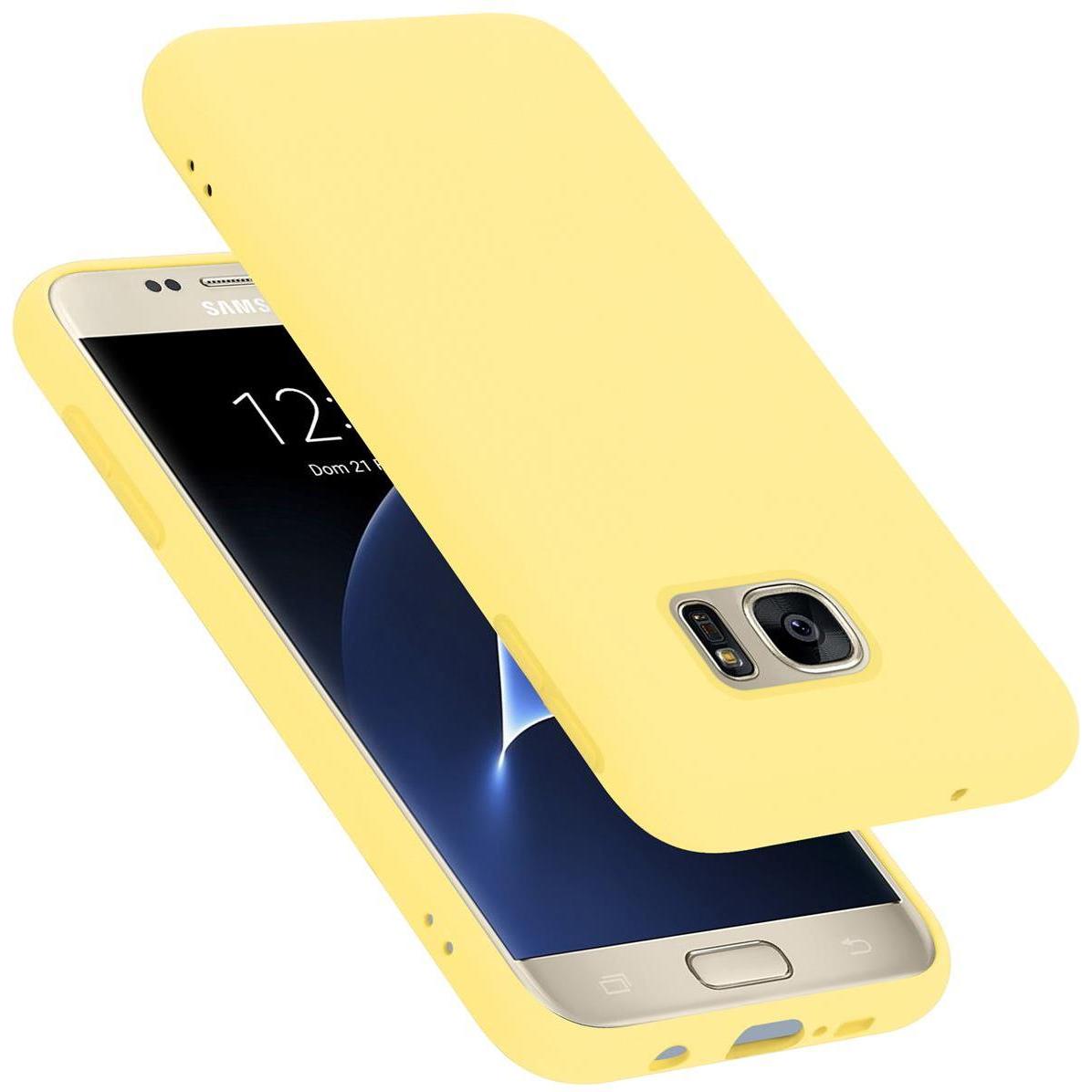 Cadorabo TPU Liquid Silicone Case Cover (Samsung Galaxy S7), Smartphone Hülle, Gelb