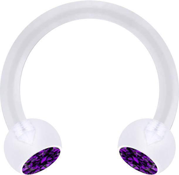 Actual product image Star Piercing Micro Circular Barbell transparent with two balls crystal violet (Plastic, without brass)