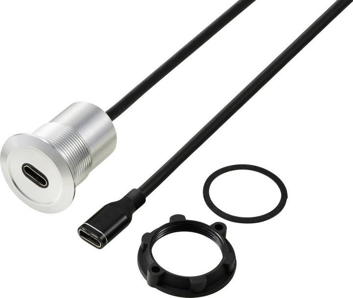 Tru Components USB-C® (3.1) Buchse/Buchse 1 m Kabel silber TC-13376300 Inhalt