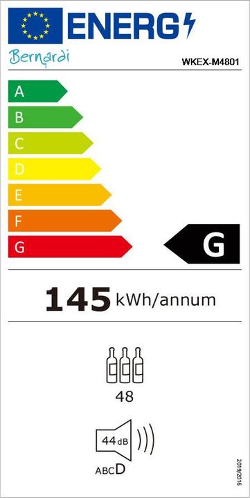 Label énergétique Kibernetik FSP Armoire à vin 48 bouteilles 1 zone