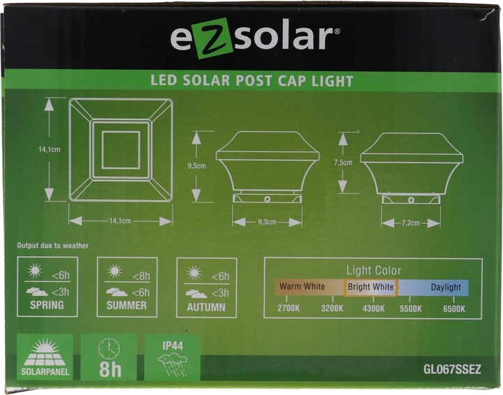 Produktbild EZ Solar Zaunpfostenleuchte Solar, Edelstahl (IP44)