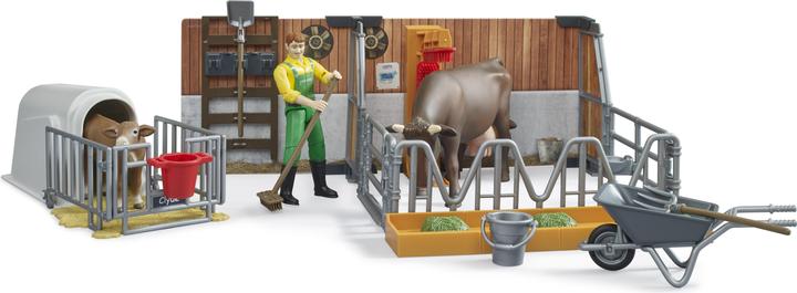 Actual product image Bruder Cow and calf barn with farmer
