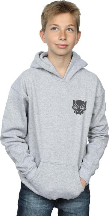 Image du produit Sweat à capuche imprimé sur la poitrine pour garçons Black Panther Black on Black (152, 158)