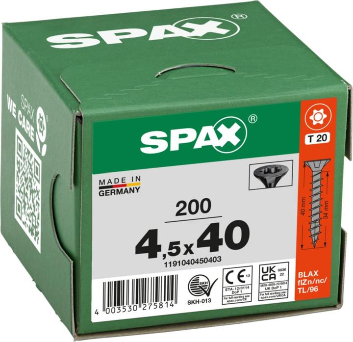 Immagine prodotto Spax Svasato Multitesta T-Star Plus T20 Completamente Filettato Nero Zincato (200 Viti per pezzo)