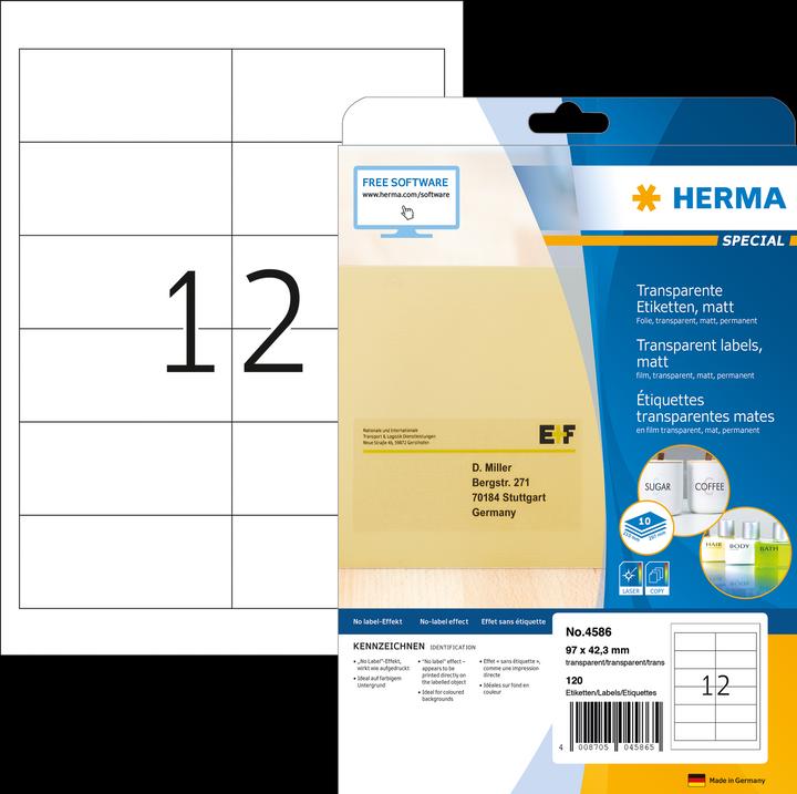 Actual product image HERMA Transparent labels A4