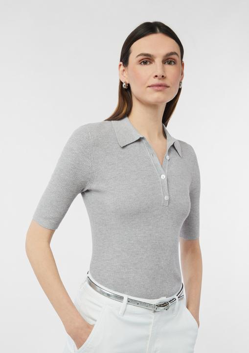 Produktbild Comma Strickpullover Rippstrick-Shirt im Slim Fit mit Polokragen (42)