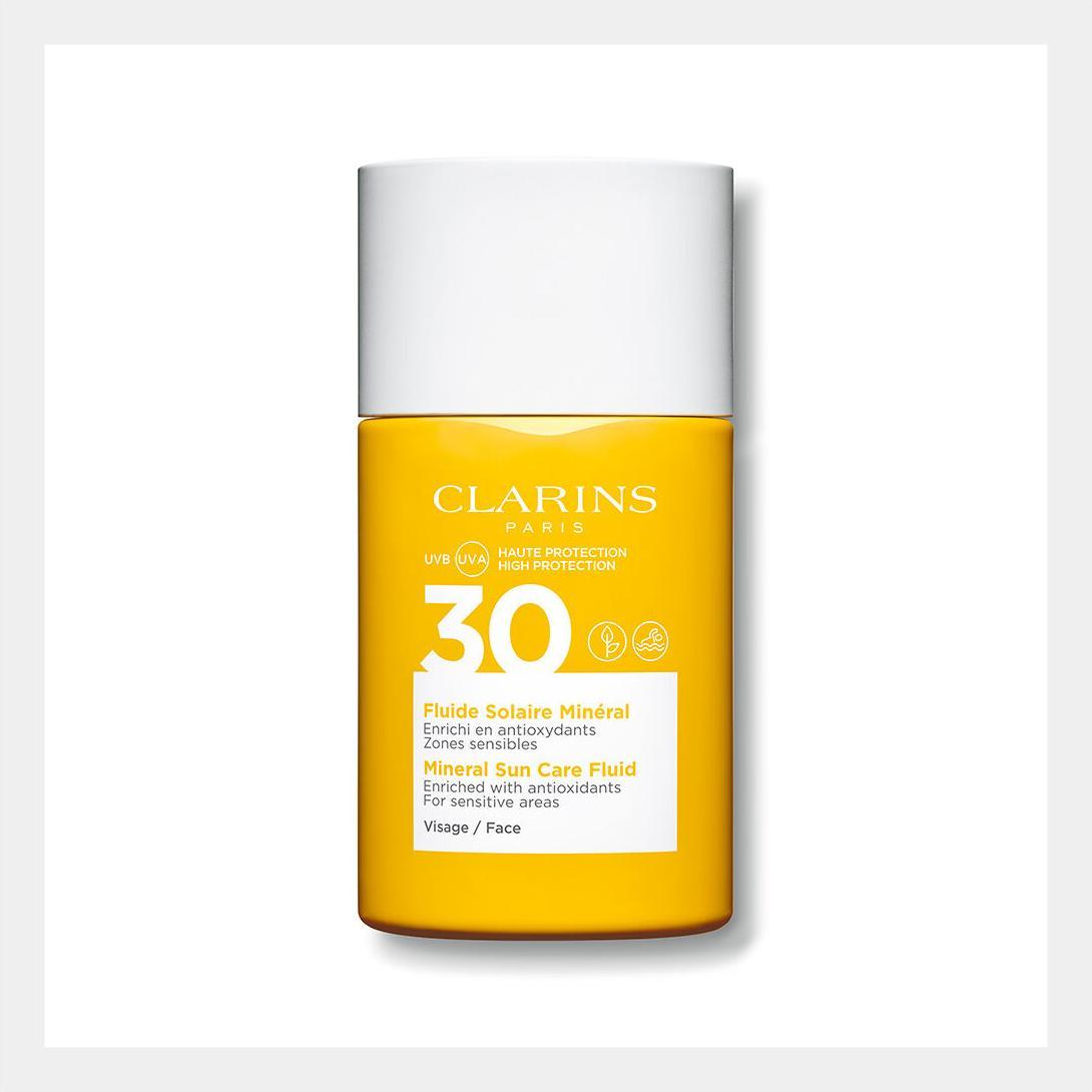 Clarins Unisex Crema Solare, Sole - Fluide Solaire Minéral Visage Spf30 ( Solare Viso, Spf 30, 30 Ml)