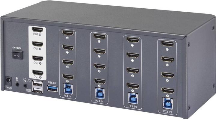 SpeaKa Professional 4 Port HDMI Multi Display KVM Switch 4x4 Port KVM-Konsole HD