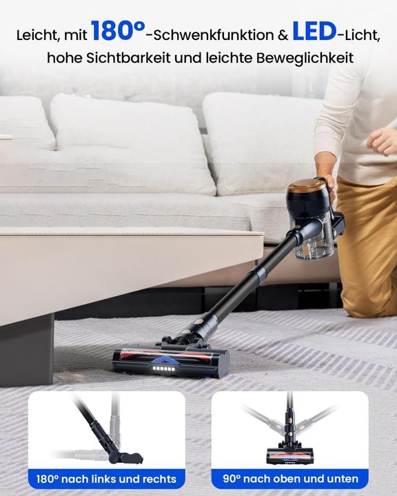 Image du produit Proscenic Aspirateur balai sans fil puissant, anti-peluches, longue autonomie, léger et silencieux