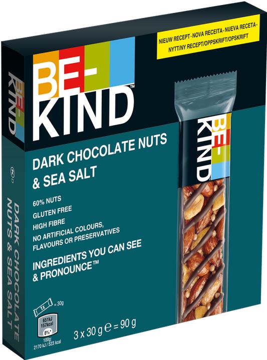 Be-Kind Noix de chocolat noir & Seasalt (120 g, 3 pcs)
