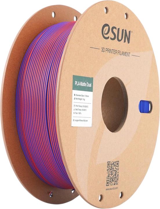 Produktbild eSUN PLA MATTE DUAL 1,75mm RED BLUE 1kg (PLA, 1.75 mm, 1000 g, Mehrfarbig)