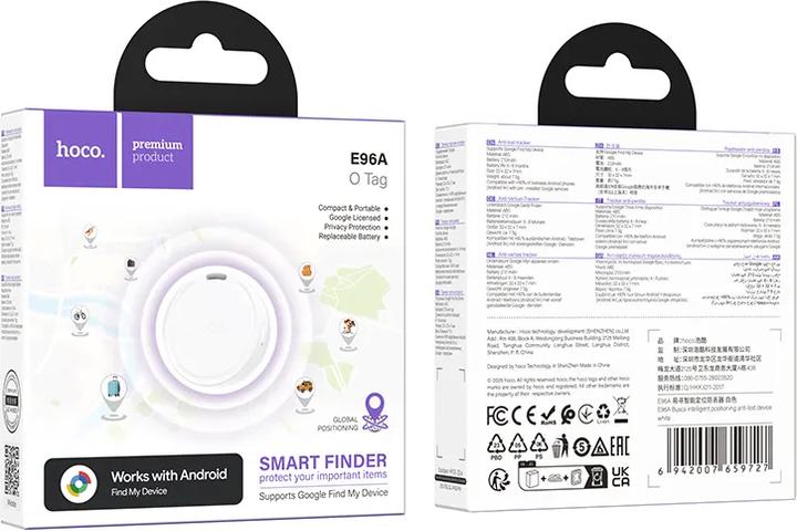 Immagine prodotto Hoco Wireless headphones Locator compatible with Google Find My Device E96A white (Android)