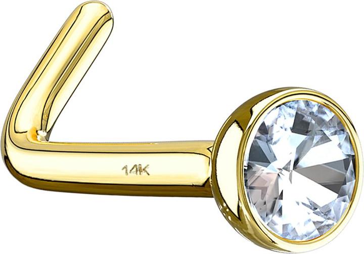 Immagine prodotto Star Piercing Borchia da naso angolata in oro 14k con cristallo d'argento (senza ottone, Oro 14k)