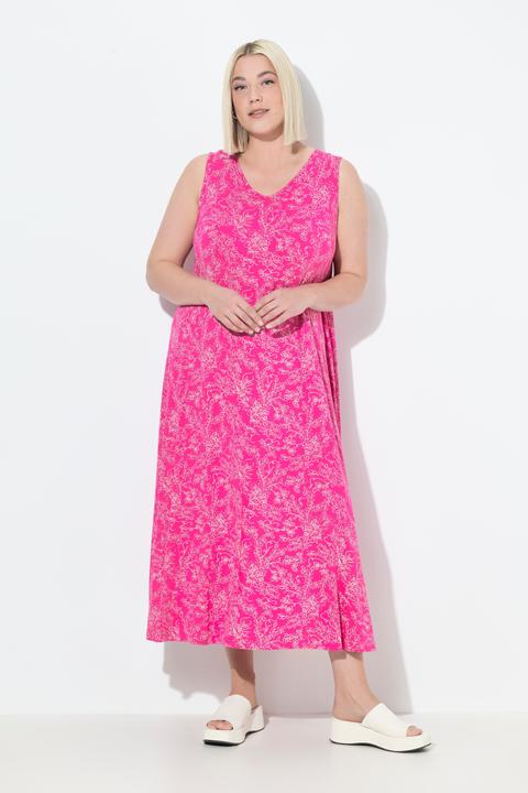Produktbild Ulla Popken Maxikleid, gemustert, A-Linie, V-Ausschnitt, ärmellos (46, 48)