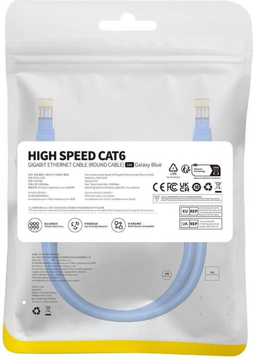 Productafbeelding Baseus Ronde Ethernetkabel RJ45, Cat.6, 1m (blauw) (CAT6, 1 m)