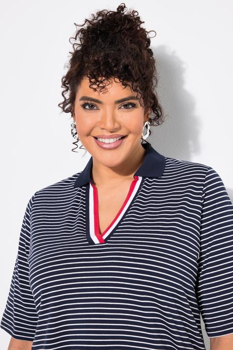 Produktbild Ulla Popken Ringelshirt, Polokragen, V-Ausschnitt, Halbarm (42, 44)