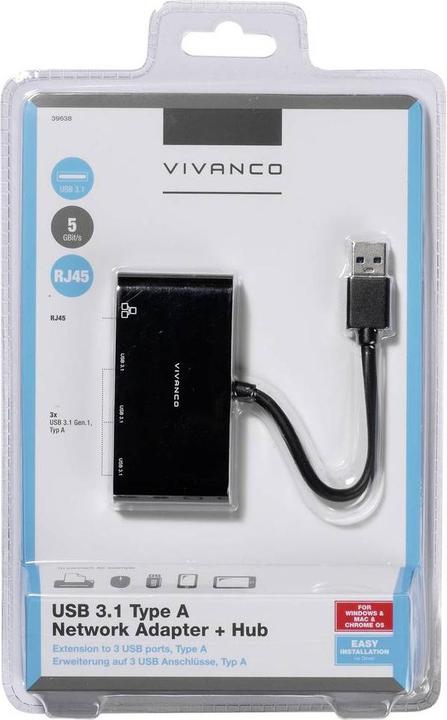 Produktbild Vivanco USB 2.0 Adapter (USB-C, 3 Ports)