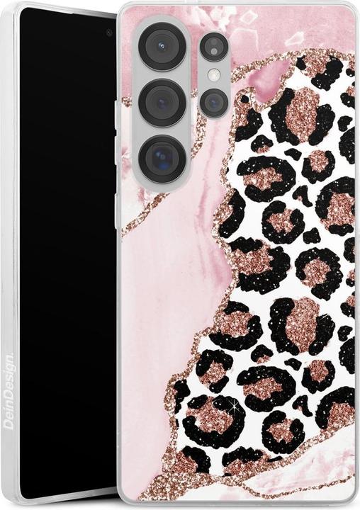 DeinDesign Slim Case fr Samsung Galaxy S25 Ultra Silikon Hlle Ultra Dnn  Handyhlle Glitzer Look Leopard