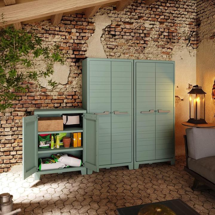 Produktbild Keter Planet Outdoor Opbergkast laag - 1 plank - 44x80x100cm - Lichtgrijs/Zwart