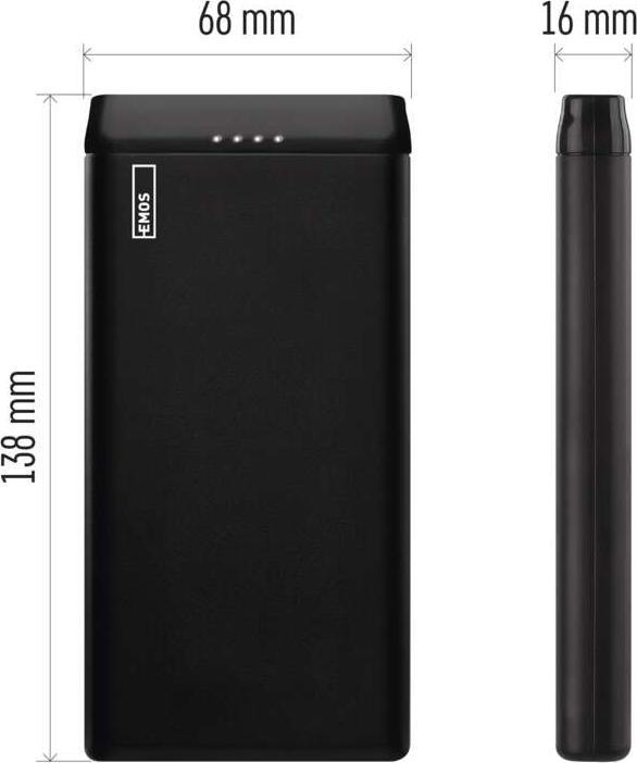 Actual product image Emos Alpha 10S powerbank, 10000 mAh, 10 W, black (10000 mAh, 10 W, 37 Wh)