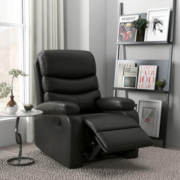 Image du produit Swisshandel24 Fauteuil relax, fonction chaise longue, repose-pieds, charge max. 125 kg, similicuir, noir