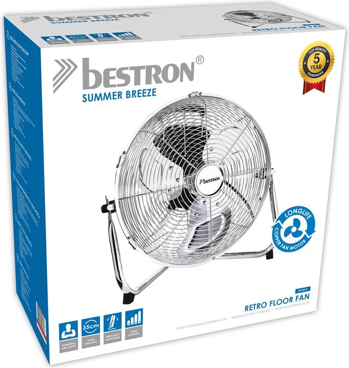 Actual product image Bestron Floor fan, retro, chrome
