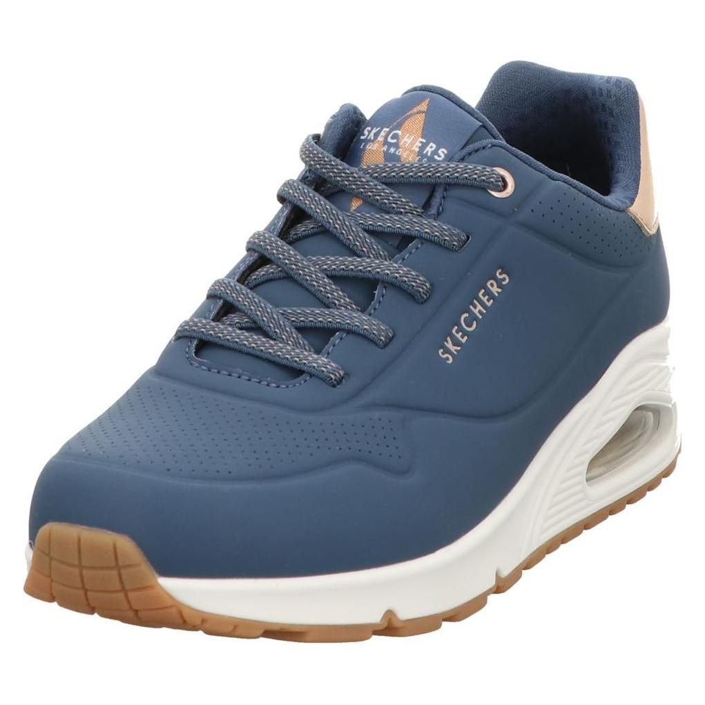 Skechers, Vrouwen, Sneakers, Dames Veterschoenen Sportief Rubberzool Blauw, Blauw, (37)
