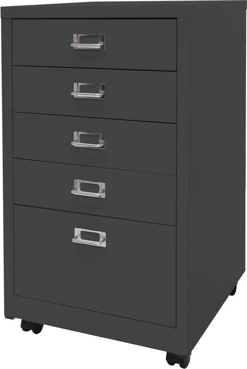 Produktbild Mendler Rollcontainer HWC-L49, Metall 75x40x41cm 5 Schubladen, dunkelgrau (40 x 41 x 75 cm)