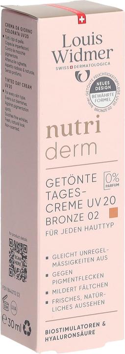 Actual product image Widmer Louis Nutriderm get Tagescreme UV20 bronze 02 ohne Parfum 30 ml (30 ml, Tinted Day Cream, SPF 20)