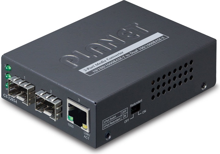 Actual product image Planet Web Smart Media Converter SFP 1-Port 10/100/1000Base-T - 2-Port Gigabit SFP