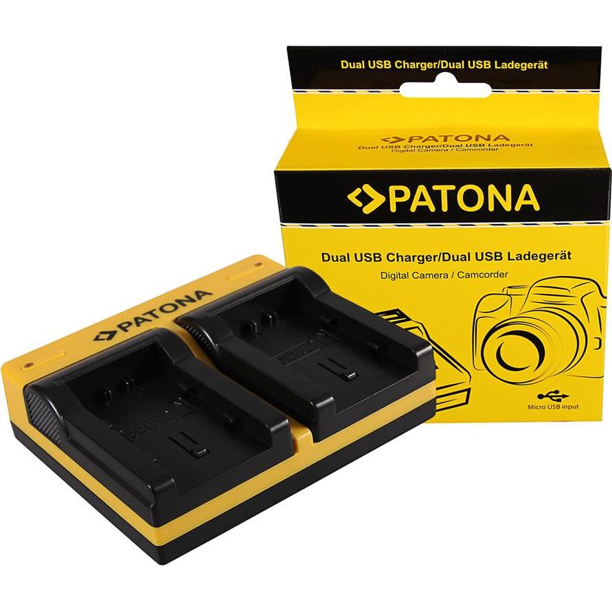 Patona Caricabatterie doppio per JVC BN-VG107U Everio GZHM965 GZ-HM965 GZHM970 GZ-HM970 incl. cavo (Caricabatterie per fotocamere), Alimentatore fotoc