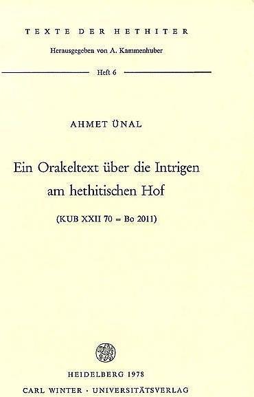Produktbild Ein Orakeltext über die Intrigen am hethitischen Hof (Deutsch, 1978)