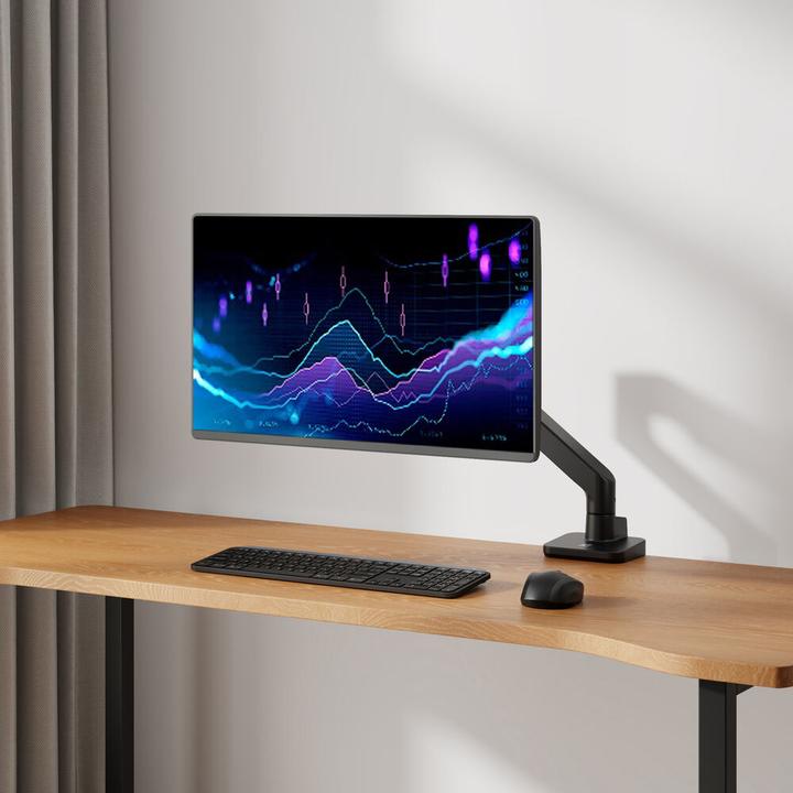 Image du produit ACT Bras d'écran simple office premium, avec ressort à gaz (Tables, 49", 20 kg)