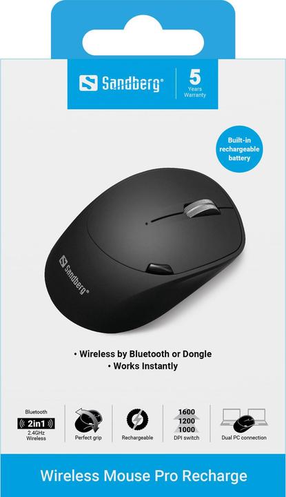 Actual product image Sandberg Wireless Mouse Pro Recharge (Wireless)