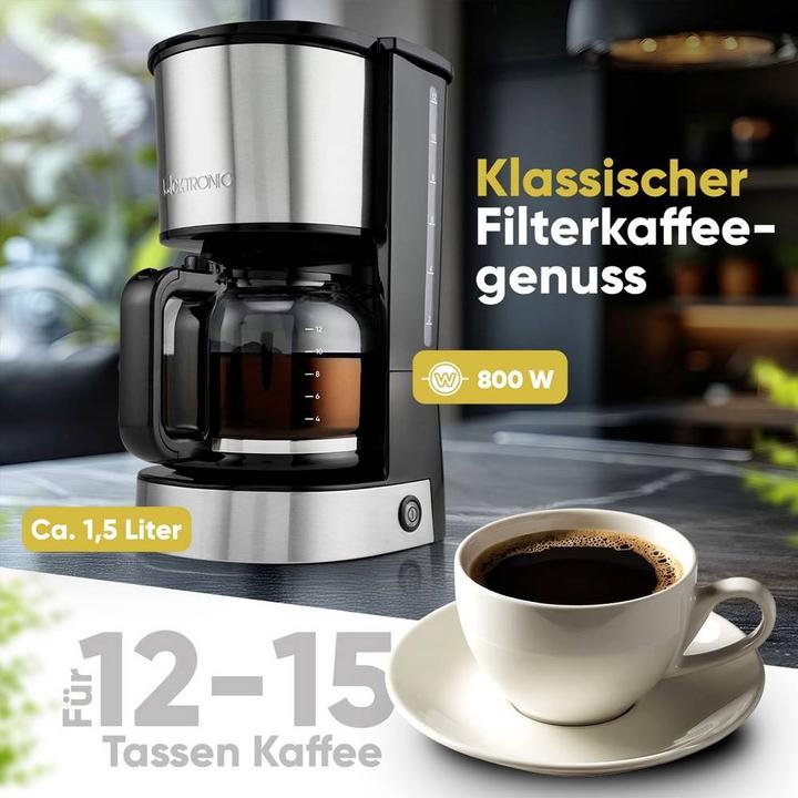 Actual product image Clatronic KA 3808 Coffee maker Stainless steel Capacity cups=12 Keep warm