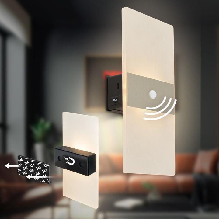 Produktbild Briloner AURA LED Akku Wandleuchte mit Sensor - Nickel-matt (100 lm)