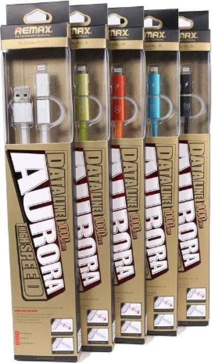 Actual product image Remax Aurora Dualport Lightning & MicroUSB Flat Cable (USB 3.2 Gen 1)