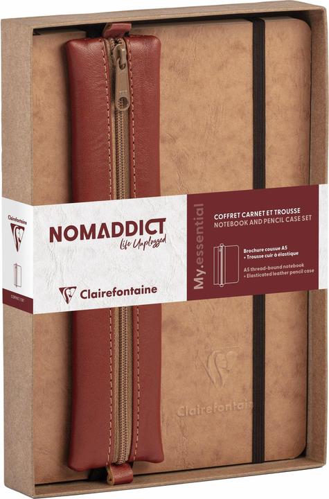 Quo Vadis Age Bag, Set Nomaddict, Notizbuch A5 My.essential liniert + Federmäppchen, tabak (A5, Lined)