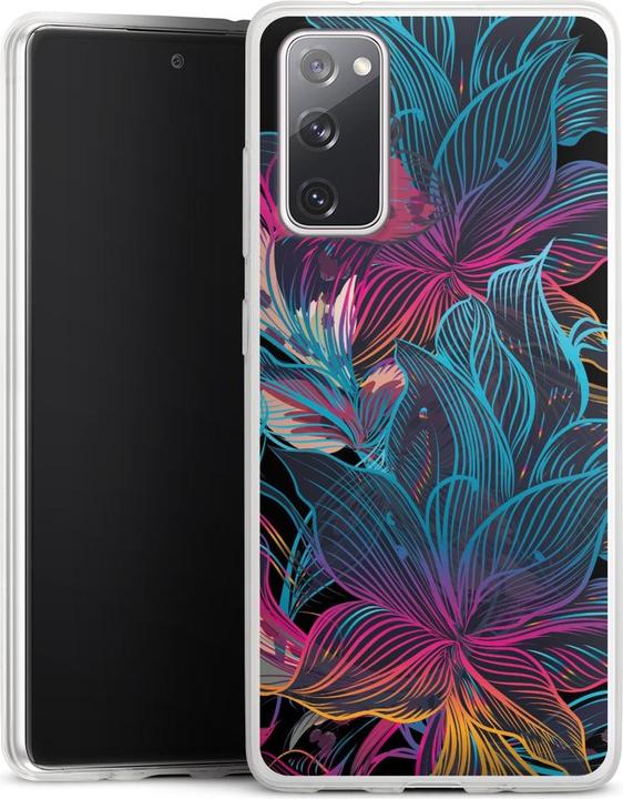 DeinDesign Slim Case fr Samsung Galaxy S20 FE 5G Silikon Hlle Ultra Dnn  Handyhlle Blumen Neon bunt
