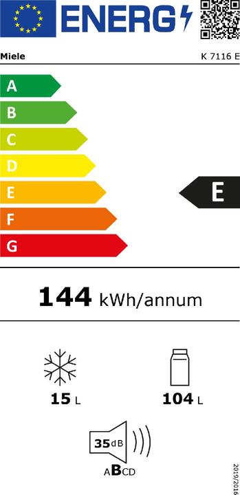 Energie-Label Miele K 7116 E - Inbouw koelkast (119 l)